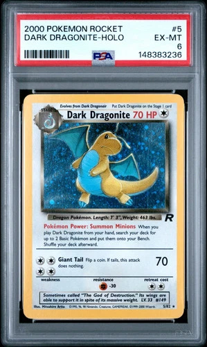 2000 Pokemon Team Rocket Dark Dragonite Holo PSA 6 #5/82