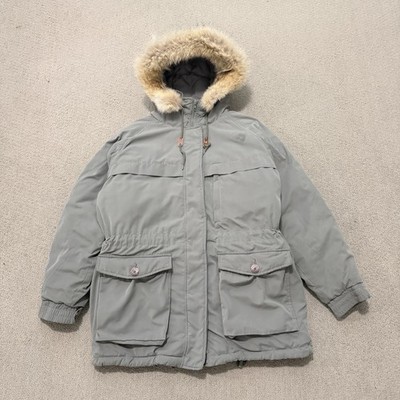 Cabela's Women Casual Wear Green goose down puffer parka jacket coyote Fur Sz m