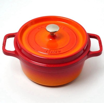 STAUB PICO COCOTTE RONDE ROUND 22CM ORANGE RARE USED JP