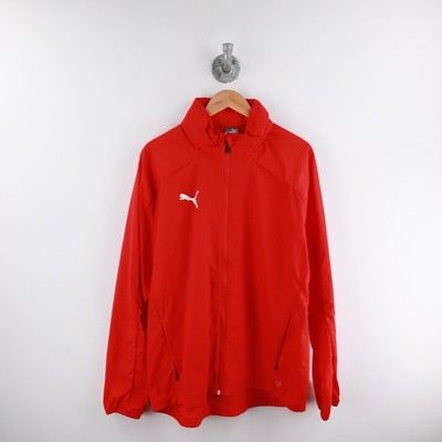 Puma Windjacke Herren XL Rot Ausziehbare Kapuze Storm Cell Logo Print