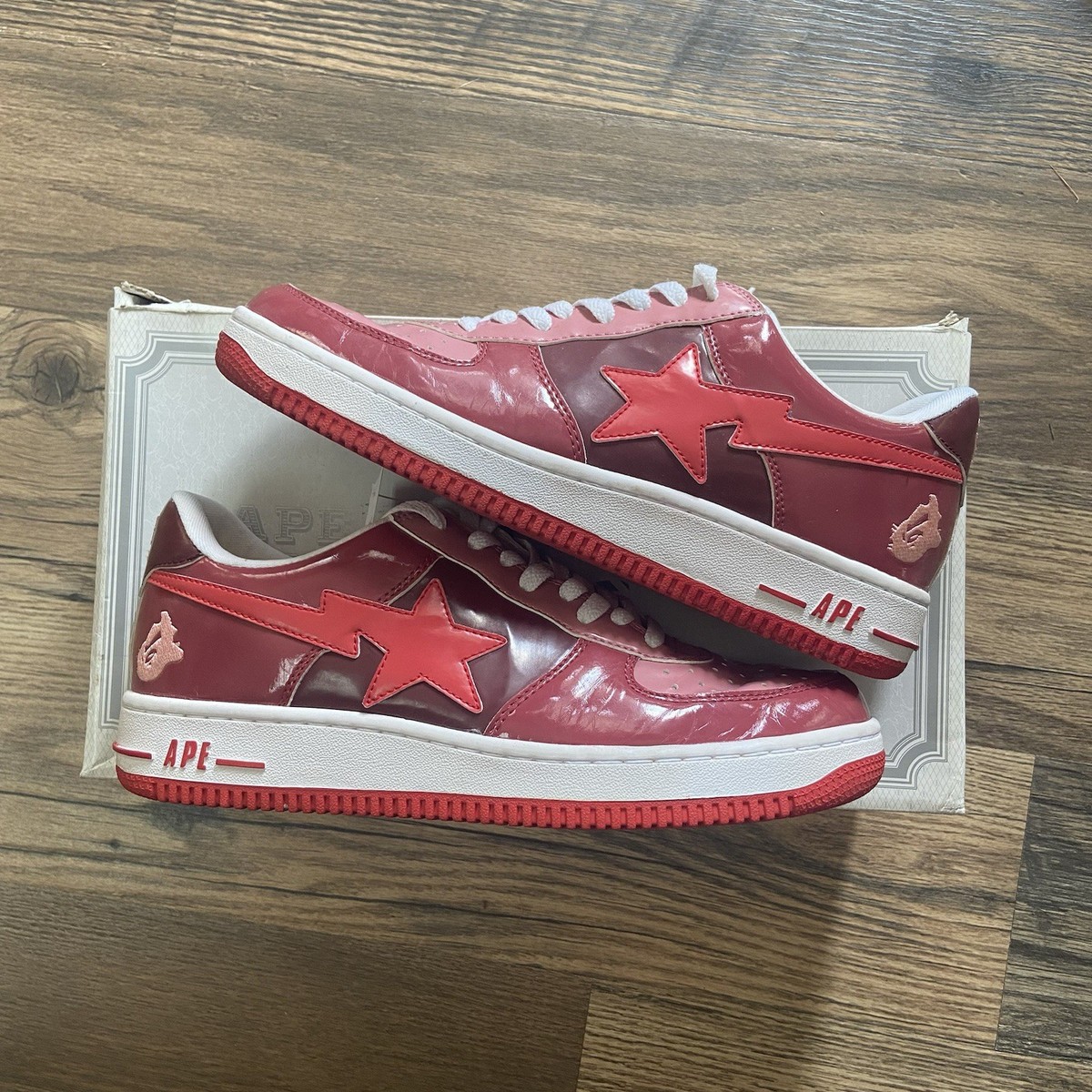 S Size 10- BAPESTA 2006 Patent Leather Red Pink Nigo Nerd With Box