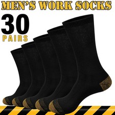 30 Pairs Mens Work Socks Workwear Reinforced Cushion Sole Boot Socks Size 6-11