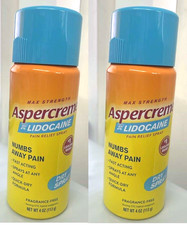 2X Aspercreme Max Strength Lidocaine Pain Relief Dry Spray 4 oz. EACH / EXP 2027