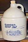 Red Wing Commemorative Jug Bank 1854-2004 Rushford Mn. Depot Sesquicentennial