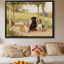 Oil Painting Corgi Dog Canvas Print Animal Art Wall Decor Vintage Pet Artwork