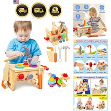 Kids Tool Set - 29 PCS Wooden Toddler Tool with Box, Montessori STEM Educatio...