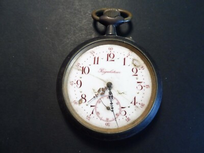 Montre Gousset Ancienne En Acier - Mécanique Manuelle, Cadran Blanc, à Réviser (ne Fonctionne Pas)