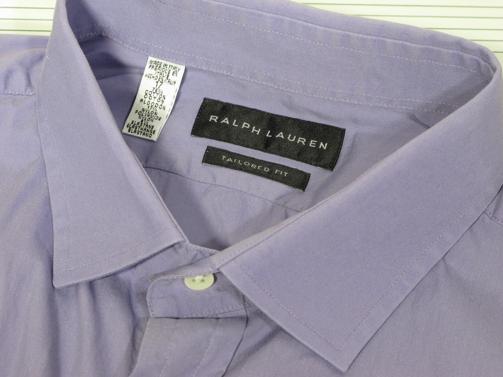 Ralph Lauren Black Label Dress Casual Shirt 17 x 34 Lavender Purple Made n Italy