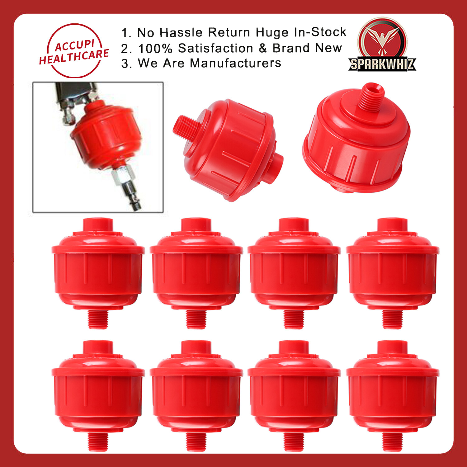 10PC Kit DISPOSABLE INLINE AIR FILTERSHVLP Paint Spray Gun Water Trap