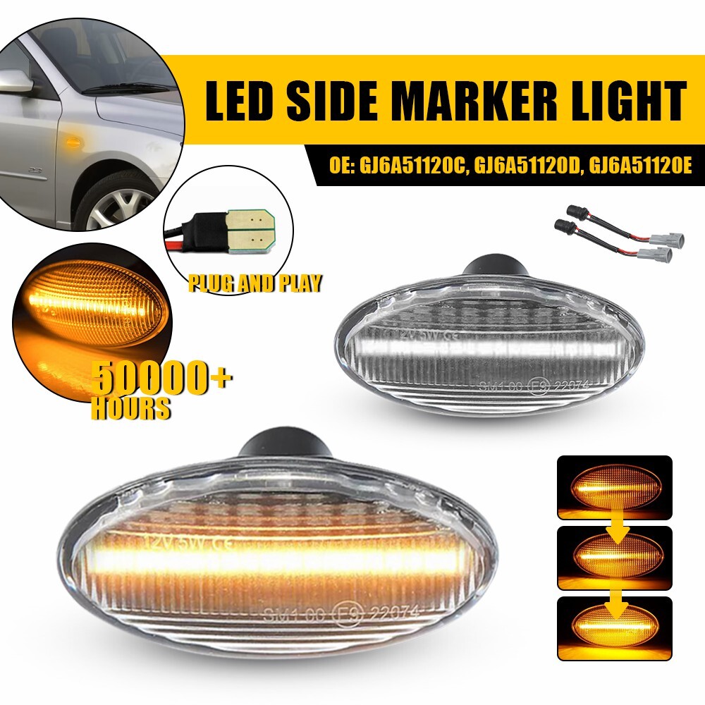 Car Clear LED Side Marker Light TWO Custom for Mazda 3 2004-2009 GJ6A51120C