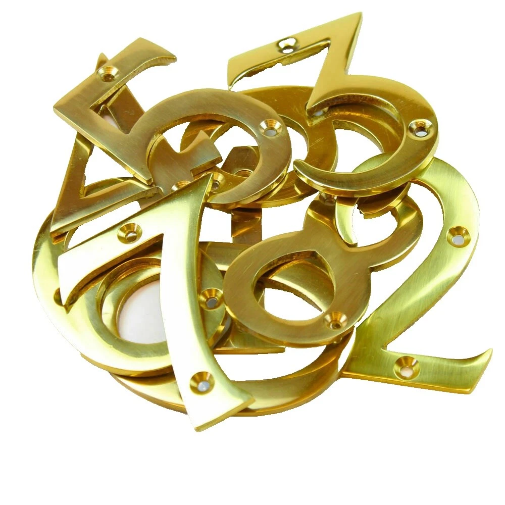 Placas y letreros contemporáneos con número de latón para decoración del hogar