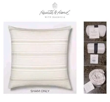 Hearth & Hand Euro Pillow Sham Cover Case 26" Square Linen Blend Beige Stripe