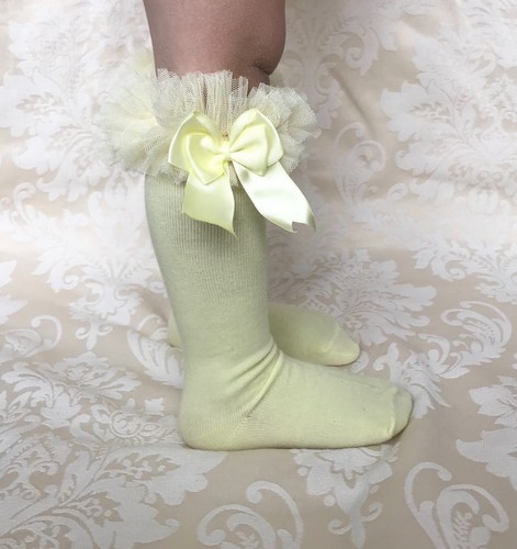 PERFECT PRINCESS Spanish Double Bow Knee High Tutu Socks. Baby/Girl/Party - Picture 10 of 12