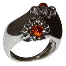 9.85g Authentic Baltic Amber 925 Sterling Silver Ring Jewelry N-A7542 s.10
