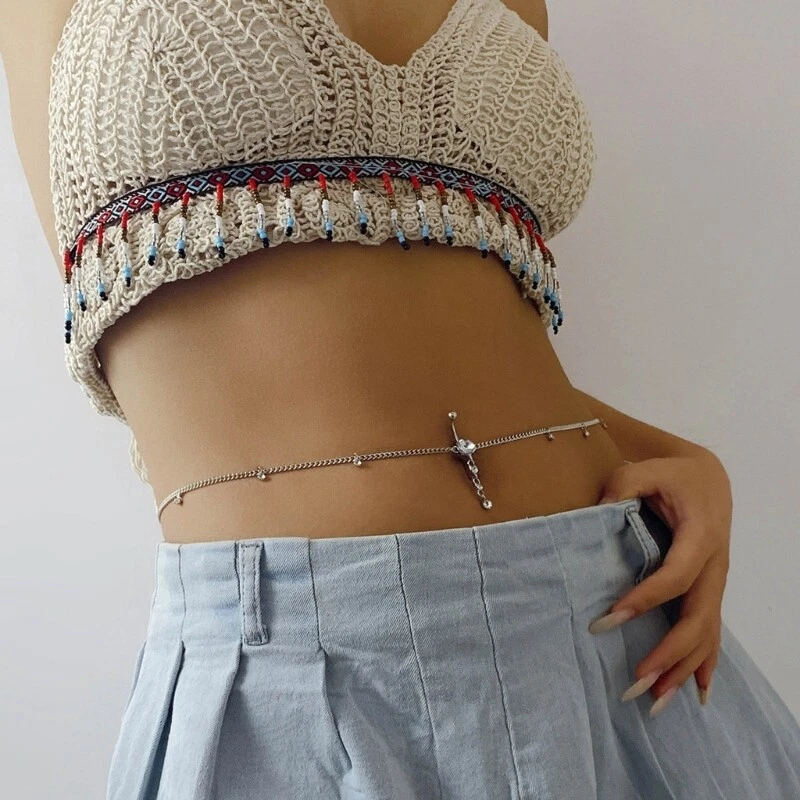 Body Jewelry Rhinestones Waist Chain for Women Beach Charm Belly