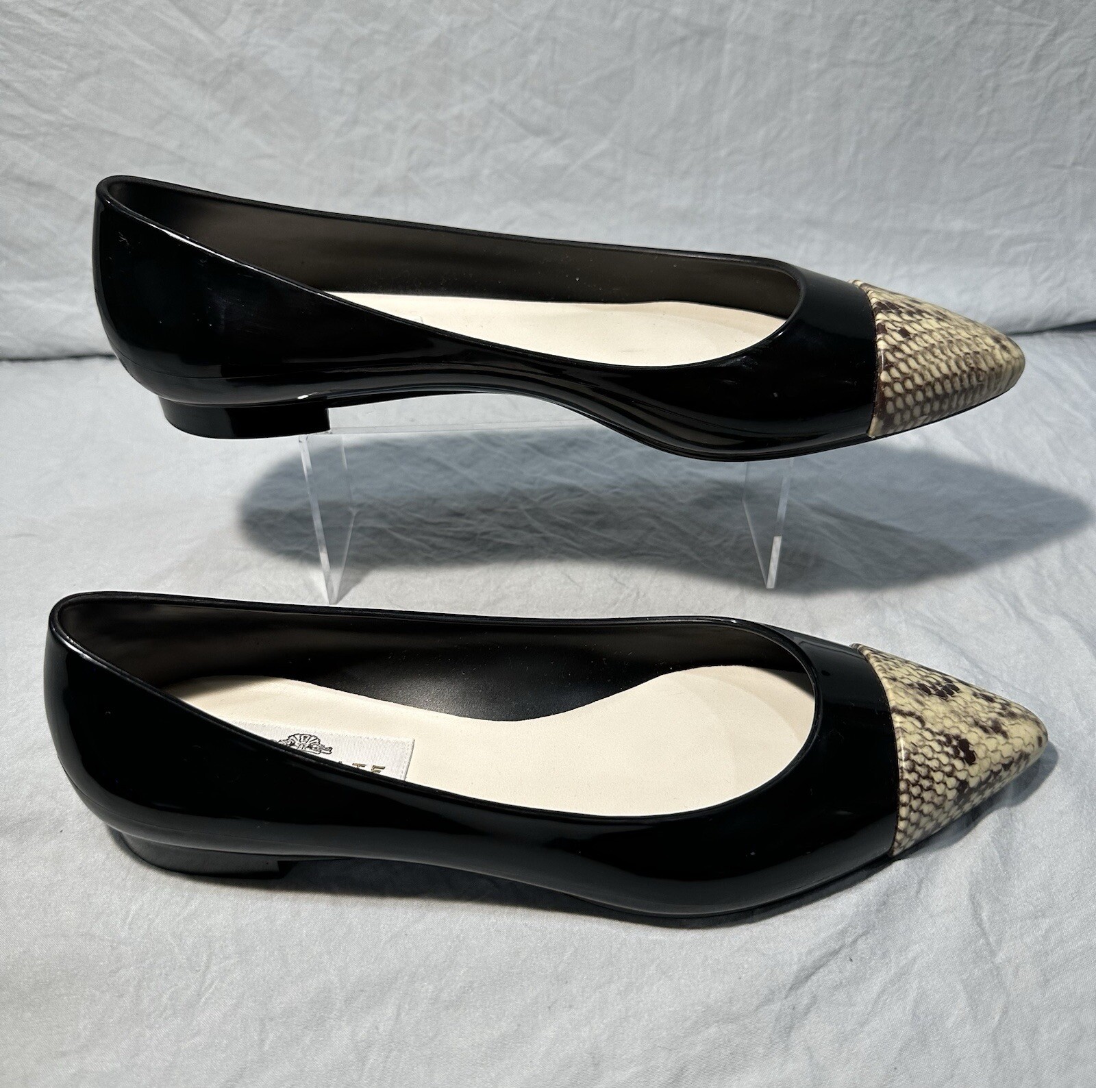 KATE PYTHON TEMPERATE BLACK POINTED TOE BALLET FL… - image 14