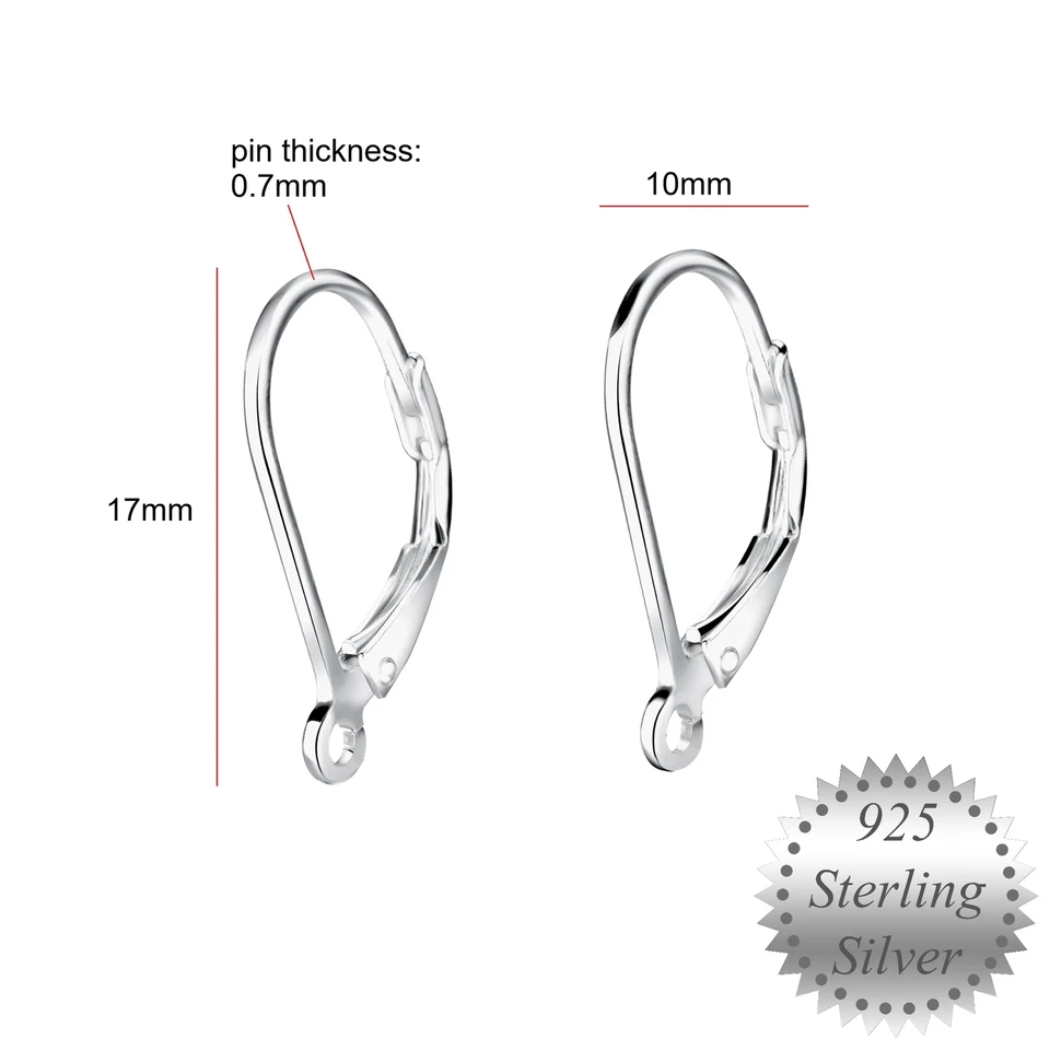 1 or 5 Pairs * Leverback Earring Fittings * Genuine 925 Sterling Silver - Image 2 of 4