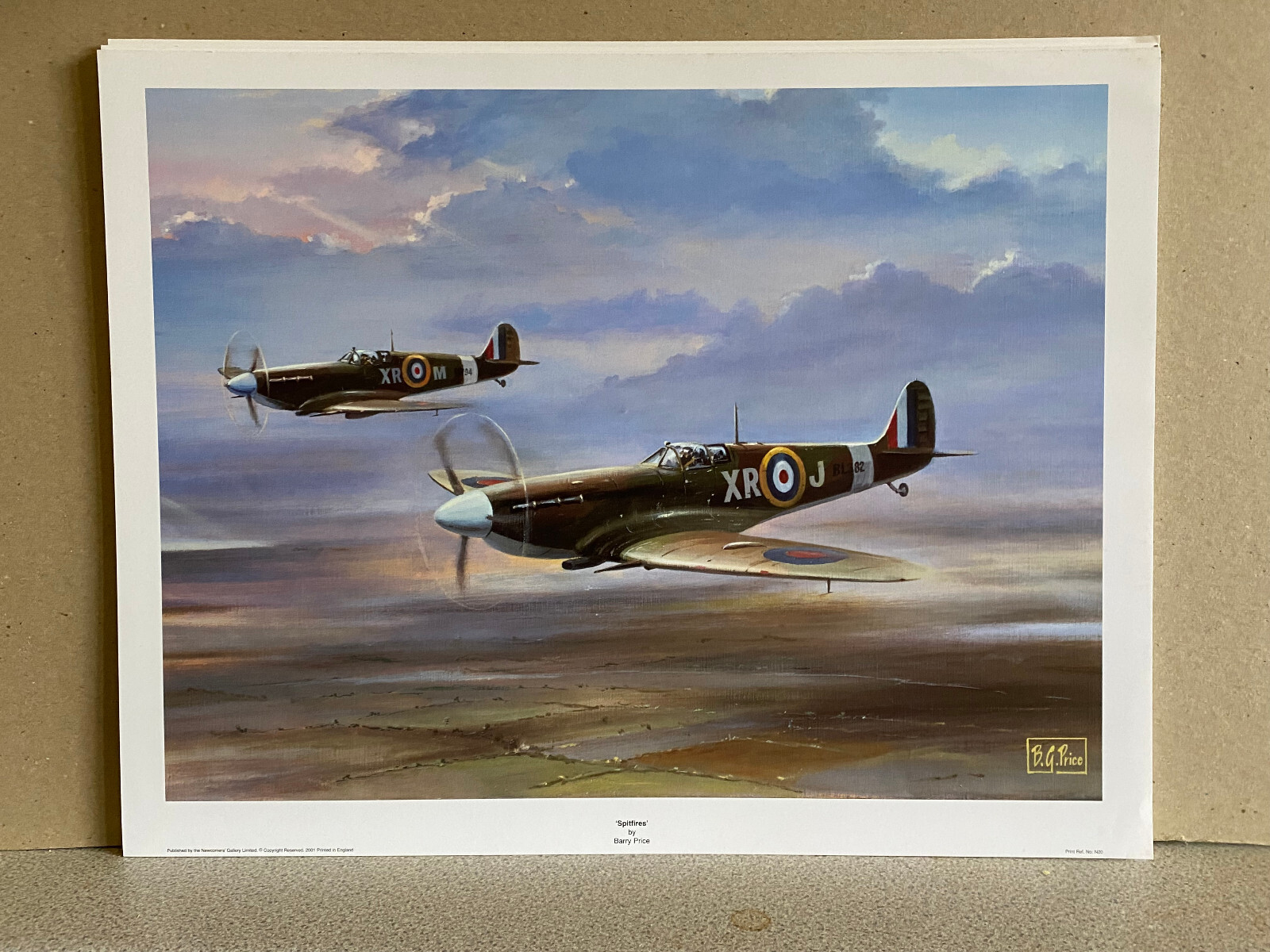 TWO Aviation art print RAF Fighter Spitfires and Bader Bus MKV Spitfire ...