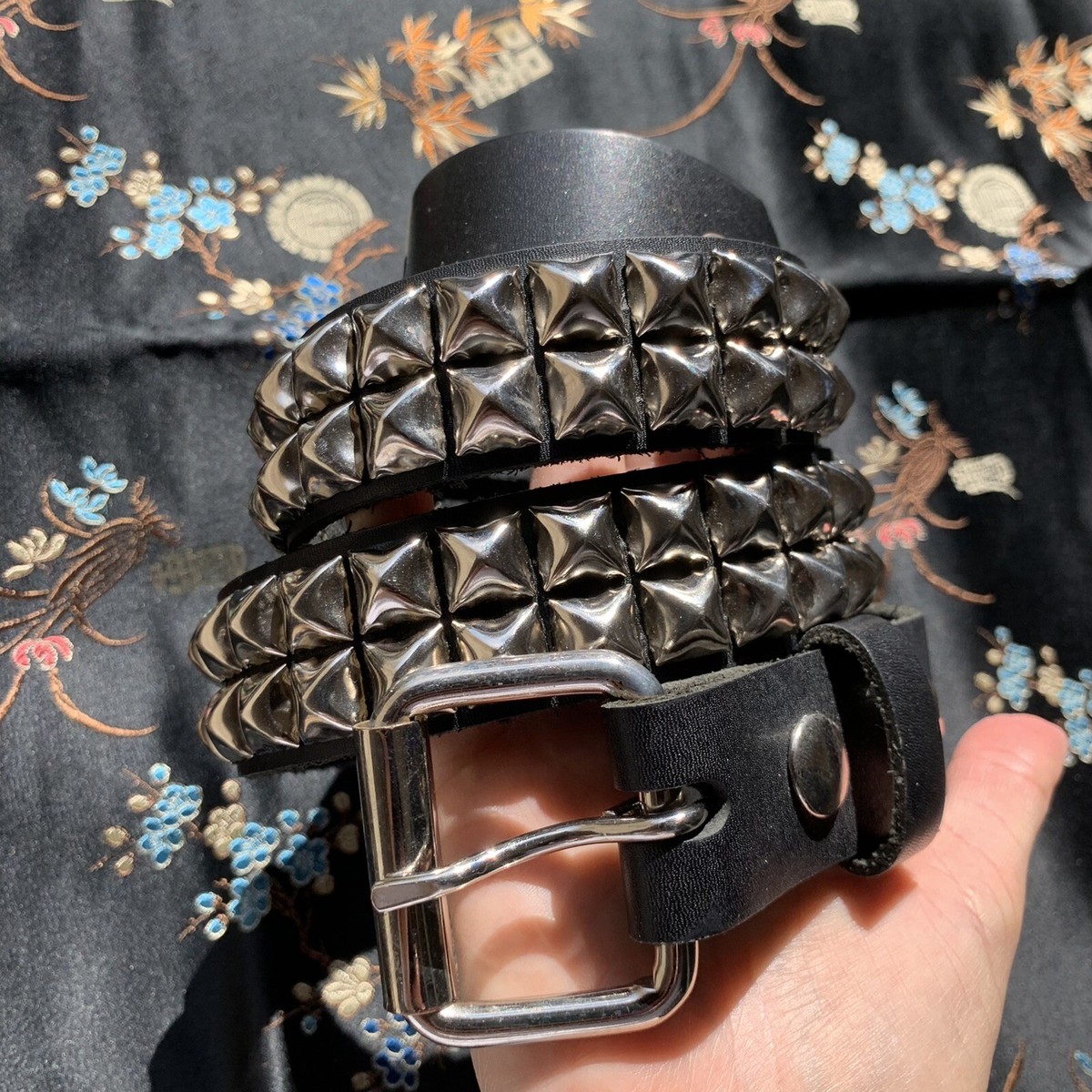 Black Leather Studded Grunge Belt | eBay