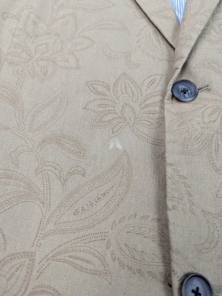 Abrigo deportivo Tasso Elba Island para hombre 46R marrón lino algodón traje chaqueta blazer tostado Foto 2 de 4