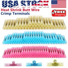 US 50 400X 26-10AWG Heat Shrink Butt Wire Connectors Waterproof Crimp Terminals