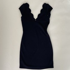 Cooperative Dress Womens Small Little Black Scalloped Bodycon Stretch Sculpt