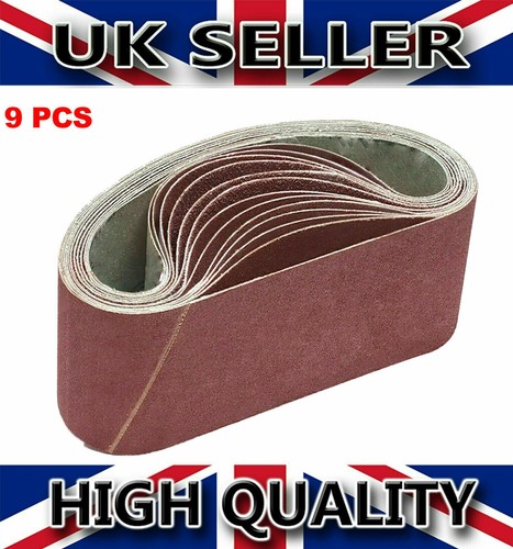 9 Pack Sanding Belts 73 x 533mm Mixed 