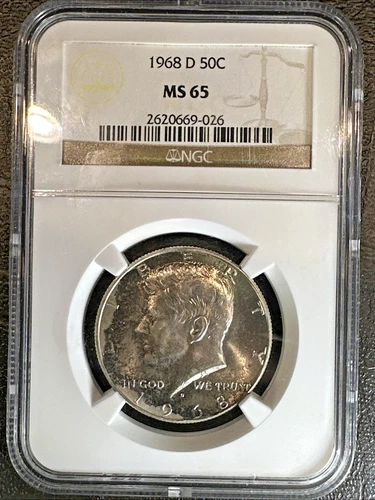 1968 D KENNEDY Half Dollar * NGC MS65 * UNCIRCULATED * Brown Label * TONED *