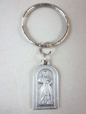 Arched Divine Mercy / St Faustina Kowalska Medal Italy Key Ring