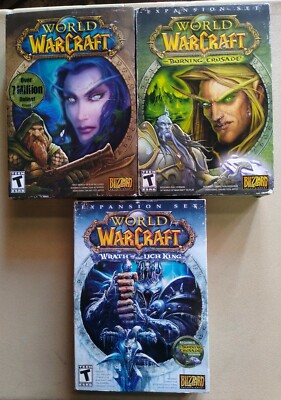 World of Warcraft PC Game Lot Expansion Sets Burning Crusade Wrath of Lich King