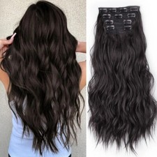 4Pcs/Set Synthetic Hair Clip in Hair Extensions Wavy Hairpieces Full Head Ombre
