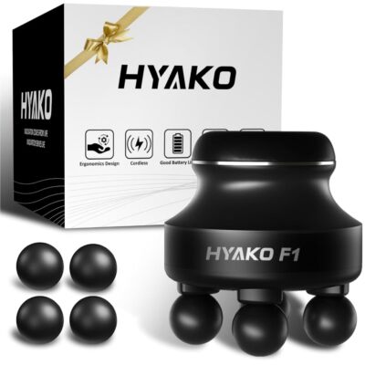 HYAKO F1 4-Heads Handheld Electric Deep Tissue Body Massager   Portable Orbit...