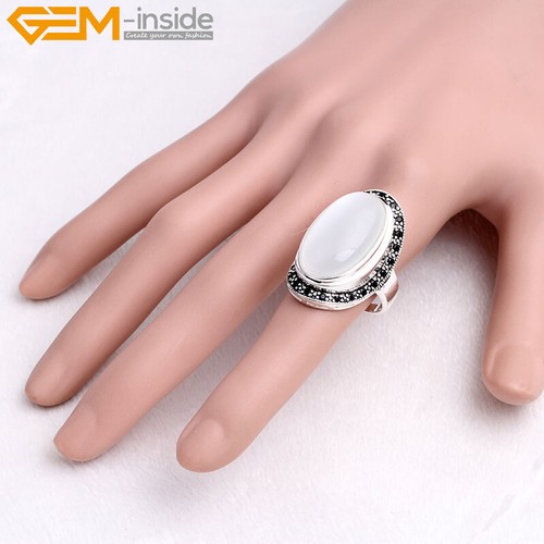 Anillo Arenisca Tibetana Ágata Negra-Plata Vintage Boho Hippy Gitano Joyería Anillo - Imagen 38 de 39