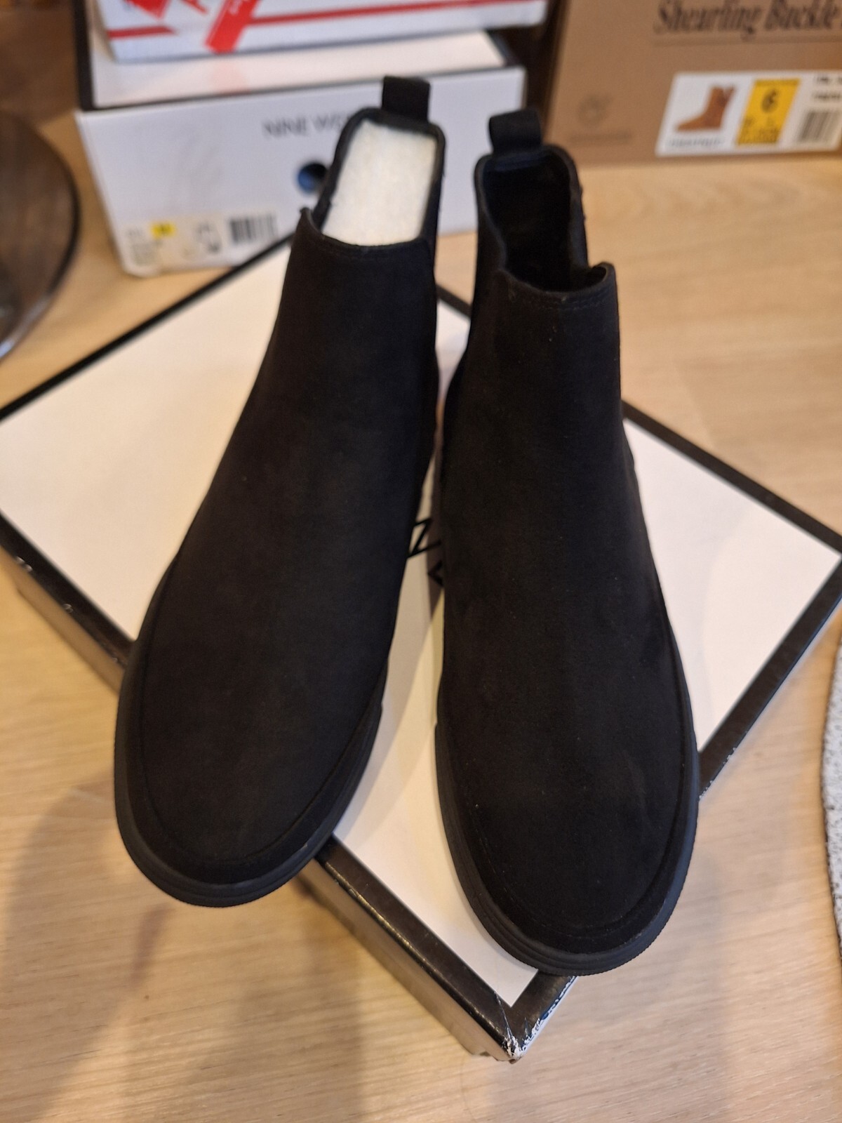 New Nine West Ankle Boots Booties Shoes Womens Size 5 Black Suede image 3