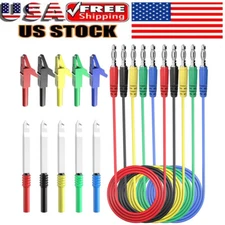 15x 4mm Banana To Banana Plug Test Lead Kit Wire Piercing Probes Alligator Clips