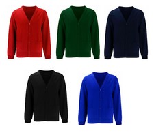 V Neck Button Cardigan Sweat Fleece Jumper Girls Boys School