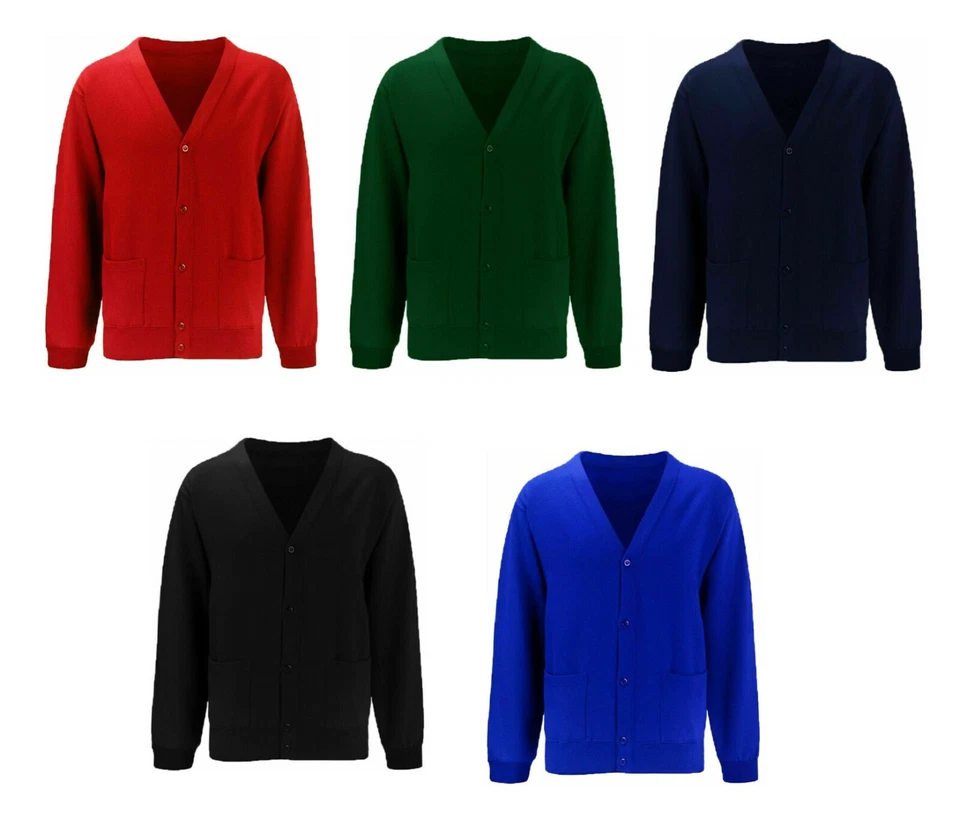 TZ V-Ausschnitt Knopf Strickjacke Sweat Fleece Pullover Mädchen Jungen Schuluniform + Erwachsenengröße