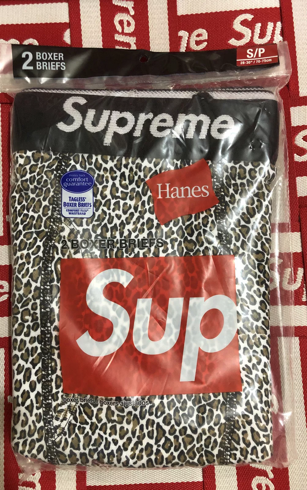Slips boxer léopard Supreme Hanes !!! SS19 !!Taille Petite !D/S très rare !!