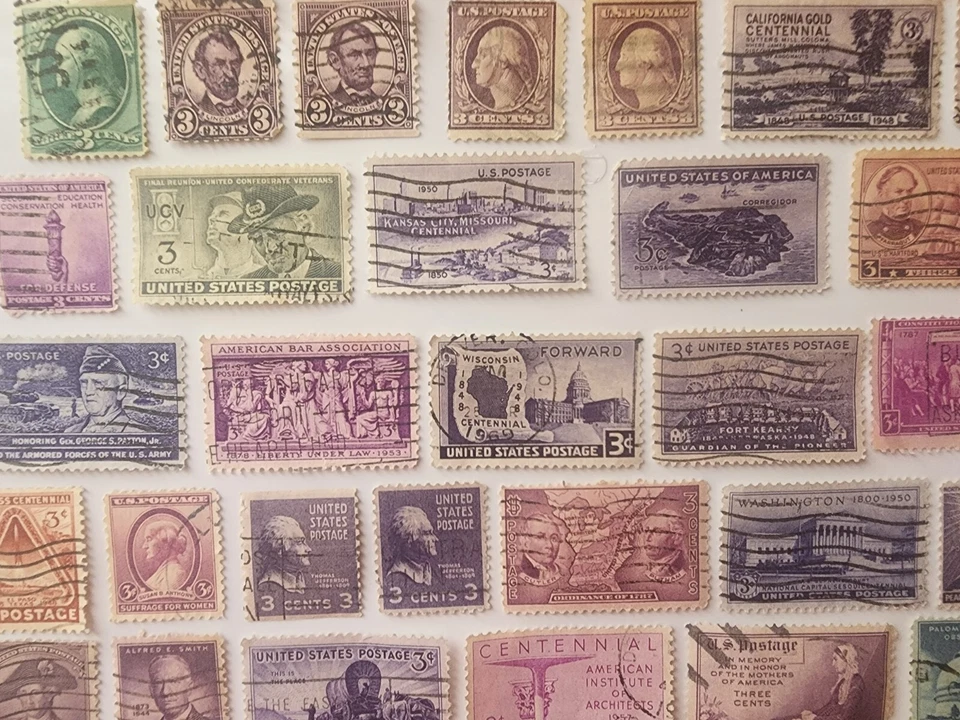 Mixed Lot Of Used 1 Cent- 3 Cents POSTAGE STAMPS. VINTAGE. - Image 4 of 4