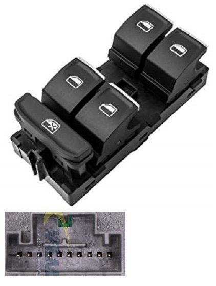 Commutateur de lève-vitre gauche pour VW Golf 7 et Passat B8 bouton noir