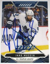 JAKE MUZZIN SIGNED 19-20 UPPER DECK MVP BLUE TORONTO MAPLE LEAFS CARD AUTOGRAPH!