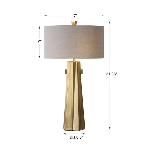 Uttermost Maris Contemporary Steel Table Lamp in Brass and Light Beige - Picture 6 of 6