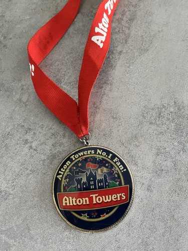 Alton Towers No.1 Fan Medal with Red Alton Towers Lanyard Souvenir