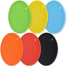 6 Pack Silicone Trivet Mats Pot Holders Hot Pads Heat Resistant Spoon Rest