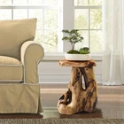 Greenage Live Edge Cedar Stool, 19.5"H Tree Stump Side Table, Rustic Plant Stand