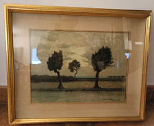 DIPINTO PAESAGGIO ALBERI DI GINO ROMITI MISURA 30X40( livorno 1881-1967 )
