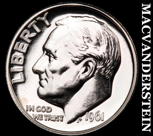 1961 Silver Roosevelt Dime - Choice Gem Proof  Lustrous  No Reserve  #i96