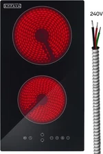 Empava 12" Radiant Cooktop Kid Safety Lock Timer 9 Heating Levels Overheat