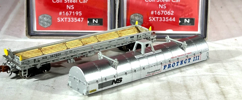 SCALETRAINS N SCALE 42' THRALL-TRINITY COIL CAR W/ COIL LOAD 4-PK CR SXT33538 - Image 3 of 3