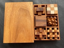 6 in 1 Wooden 3D Brain Teaser Puzzle Set